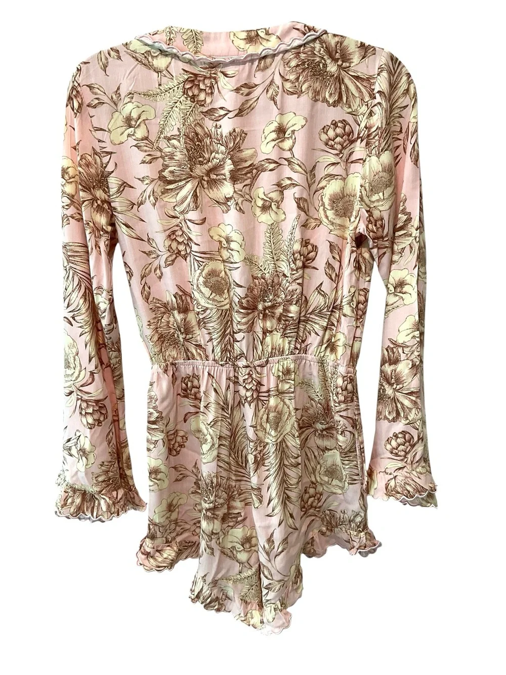 Agua Bendita Floral Bell Sleeve Romper XS Pink Boho Beach - Picture 4 of 6